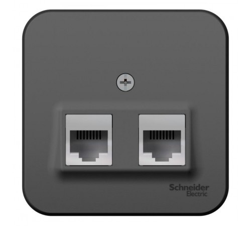 Blanca Антрацит О/У с изолирующей пластиной Розетка 2-ая ТЛФ/КОМП, RJ45+RJ11, кат.5E  BLNIA045116  SE