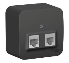 Blanca Антрацит О/У с изолирующей пластиной Розетка 2-ая ТЛФ/КОМП, RJ45+RJ11, кат.5E  BLNIA045116  SE