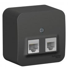 Blanca Антрацит О/У с изолирующей пластиной Розетка 2-ая ТЛФ/КОМП, RJ45+RJ11, кат.5E  BLNIA045116  SE