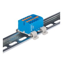 Блок распределительный с гориз. адапт. на рейку шириной 35мм, зажим push-in, 1 ввод 6 кв.мм, 10 точки подкл. 2,5 кв.мм, синий  DTP1-110-104SPUB-H  D