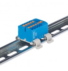 Блок распределительный с гориз. адапт. на рейку шириной 35мм, зажим push-in, 1 ввод 6 кв.мм, 10 точки подкл. 2,5 кв.мм, синий  DTP1-110-104SPUB-H  D