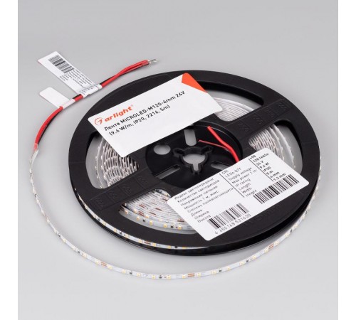 Лента светодиодная MICROLED-M120-4mm 24V Warm3000 (9.6 W/m, IP20, 2216, 5m) (arlight, узкая)  024414(2)  Arlight