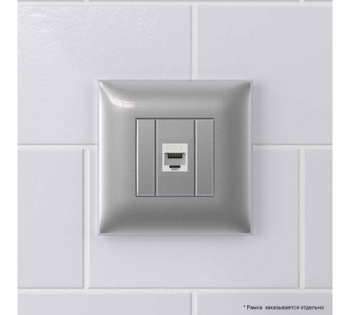 Компьютерная розетка RJ-45 без шторки в стену, кат.6 одинарная, "Avanti", "Закаленная сталь"  4404693  DKC