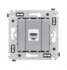 Компьютерная розетка RJ-45 без шторки в стену, кат.6 одинарная, "Avanti", "Закаленная сталь"  4404693  DKC
