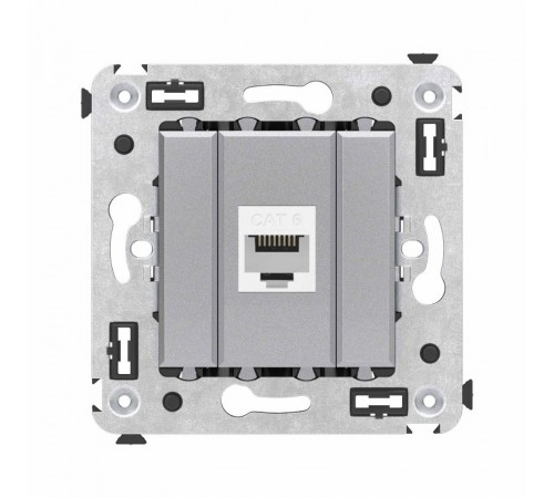 Компьютерная розетка RJ-45 без шторки в стену, кат.6 одинарная, "Avanti", "Закаленная сталь"  4404693  DKC