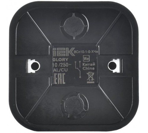 GLORY Выключатель 1-клавишный проходной о/у 10А ВСп10-1-0-ХЧм черный матовый  EVH12-K02M-10  IEK