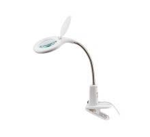 Лупа настольная 3D+12D с подсветкой 60 LED, прищепка, белая  31-0244  REXANT