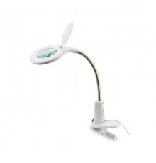 Лупа настольная 3D+12D с подсветкой 60 LED, прищепка, белая  31-0244  REXANT