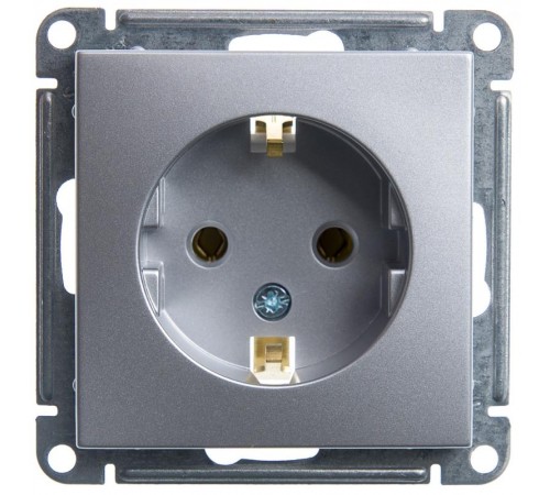 W59 Матовый хром Розетка с заземлением без шторок, 16А  RS16-154-5-86  SE