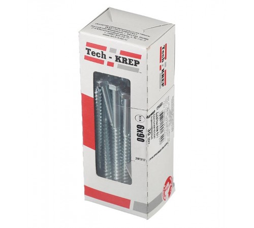 Болт DIN 571 сантехнический оцинк 6х90 (30 шт) - коробка с ок. Tech-Kr ( 0,469 кг)  126551  Tech-KREP