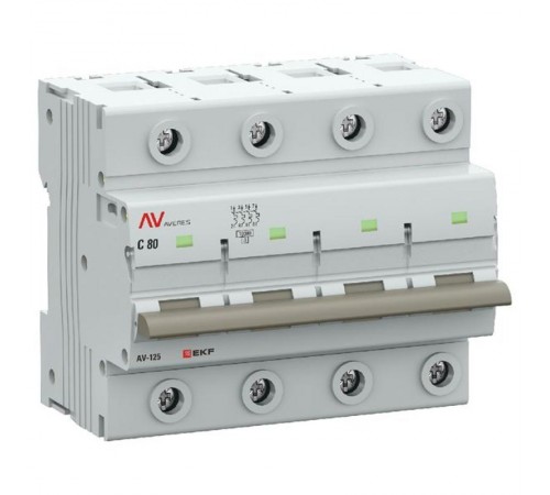 Выключатель автоматический AV-125 4P 80A (C) 10kA  AVERES mcb125-4-80C-av EKF