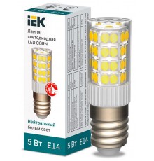 Лампа светодиодная CORN капсула 5Вт 230В 4000К керамика E14 IEK  LLE-CORN-5-230-40-E14  IEK
