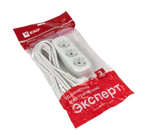 Удлинитель "Эксперт"  3 гнезда 5 метров 16А/3,5кВт с заземлением ПВС 3х1 EKF PROxima  UBA16-310-3-05  EKF