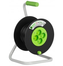 Удлинитель силовой ЭРА GREEN LINE KAT-2x1-20m Greenline на катушке пластик 4 розетки без заземления 20м ПВС 2x1мм2   Б0064997  ЭРА