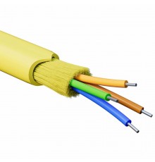 Кабель волоконно-оптический, распределительный, арамидные упрочняющие нити, для внутренней прокладки, нг(A)-HFLTx, 4 ОВ, категория O  RNDT9C4YL03-E 