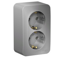 Blanca Алюминий О/У Розетка 2-ая с заземлением без шторок, 16А, 250В  BLNRA010203  SE