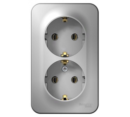 Blanca Алюминий О/У Розетка 2-ая с заземлением без шторок, 16А, 250В  BLNRA010203  SE