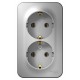 Blanca Алюминий О/У Розетка 2-ая с заземлением без шторок, 16А, 250В  BLNRA010203  SE