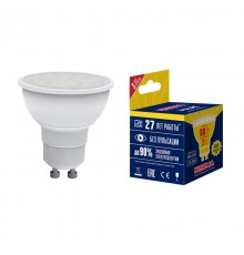 Лампа светодиодная LED-JCDR-7W/WW/GU10/NR LED. "JCDR", матовая. Серия Norma. 3000K  UL-00003838  Volpe