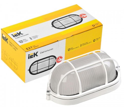 Светильник для ЖКХ НПП 1402 60Вт Е27 IP54 белый/овал с реш.  LNPP0-1402-1-060-K01  IEK