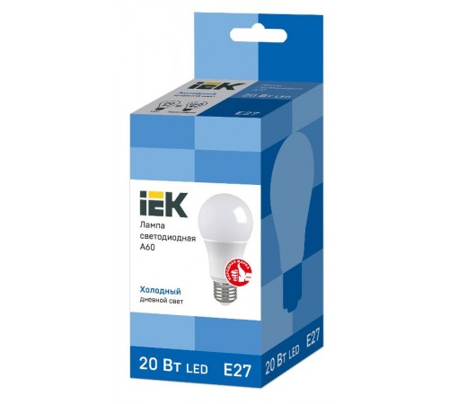 Лампа светодиодная LED 20Вт Е27 230В 6500К ECO А60 груша  LLE-A60-20-230-65-E27  IEK