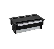 Simon S400 Двухсторонний Врезной розеточный блок с крышкой, ввод щетка, 8x2P+E, 4 пустых модуля, черный, S400  46604000-138  Simon