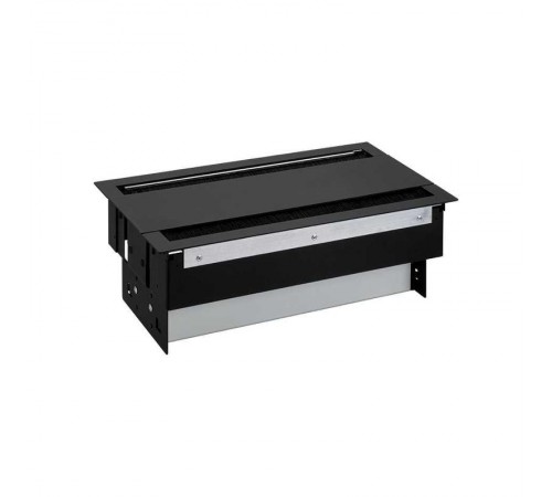 Simon S400 Двухсторонний Врезной розеточный блок с крышкой, ввод щетка, 8x2P+E, 4 пустых модуля, черный, S400  46604000-138  Simon