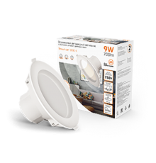 Светильник светодиодный даунлайт круг белый 9W,126x126x54, O95мм, 3000K, 700 Lm, шаг.диммирование 100-50-15%  927420109-S  Gauss