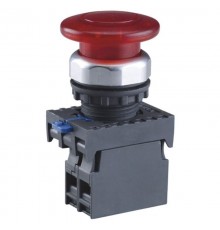 Кнопка управления "Грибок" 40мм с самовозвратом NP8-10M/12 без подсветки черная 1НО IP65 (R)  578935  CHINT