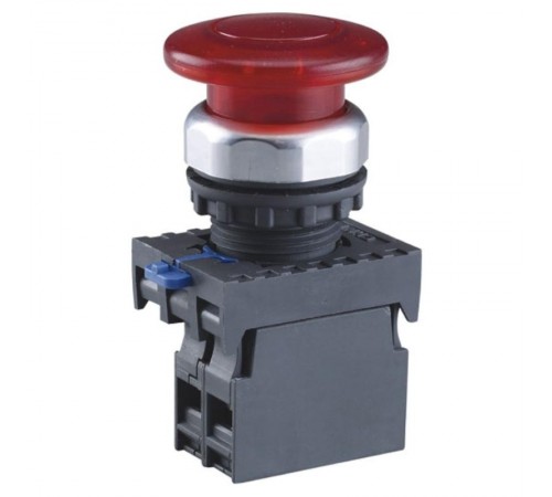 Кнопка управления "Грибок" 40мм с самовозвратом NP8-10M/12 без подсветки черная 1НО IP65 (R)  578935  CHINT