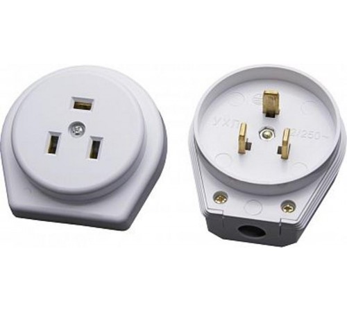 PPG32-50-20 Вилка с розеткой разборные скрытой установки для плит с/з, 250В, 32А, белый  39016  STEKKER