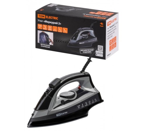 Утюг "Меркурий 2", 2300 Вт, керамика, верт. отпар., антинакипь, антикапля, самоочистка, TDM  SQ4010-0002  TDM