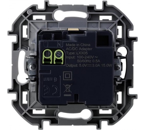 Inspiria Слоновая кость Устройство зарядное 2 местное с USB-разьемами A-C 240В/5В 3000мА С/У без рамки  673761  Legrand