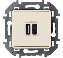 Inspiria Слоновая кость Устройство зарядное 2 местное с USB-разьемами A-C 240В/5В 3000мА С/У без рамки  673761  Legrand