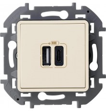 Inspiria Слоновая кость Устройство зарядное 2 местное с USB-разьемами A-C 240В/5В 3000мА С/У без рамки  673761  Legrand