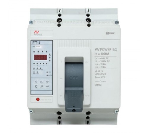 Выключатель автоматический AV POWER-5/3 1000А 70kA ETU4.2 AVERES  mccb-53-1000M-4.2-av  EKF
