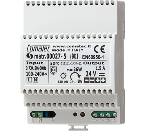 Блок питания для монтажа на DIN-рейку, 4 модуля, выходное напряжение DC 24В, выходной ток 1,5 А; Электроника  NT2415REGVDC  Jung