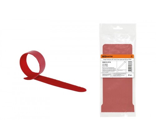 Хомут-липучка ХЛ 16х310 мм красный (20 шт)  SQ0515-0710  TDM