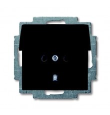 Розетка SCHUKO 16А 250В с защитными шторками, с крышкой, серия basic55, цвет chateau-черный  2CKA002111A0655  ABB