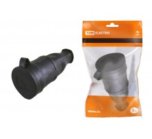 Розетка переносная с заглушкой каучук 2Р+РЕ 16А 250В IP44   SQ0612-0002  TDM