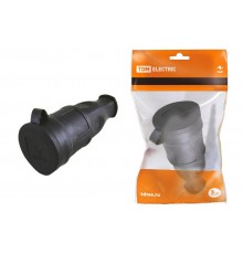 Розетка переносная с заглушкой каучук 2Р+РЕ 16А 250В IP44   SQ0612-0002  TDM