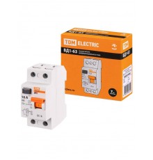 Выключатель дифференциальный (УЗО) ВД1-63 2п 16А 10мА тип AC  SQ0203-0002  TDM