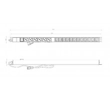 SHE-6SH-12IEC-S-2.5AIEC Блок розеток, вертикальный, 6 розеток Schuko, 12 розеток IEC320 C13, 250В, 845х44.5х44.5мм (ДхШхВ) 452730  Hyperline