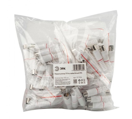 Разъем   R-TV04 штекер TV без пайки цвет белый  Б0048305  ЭРА