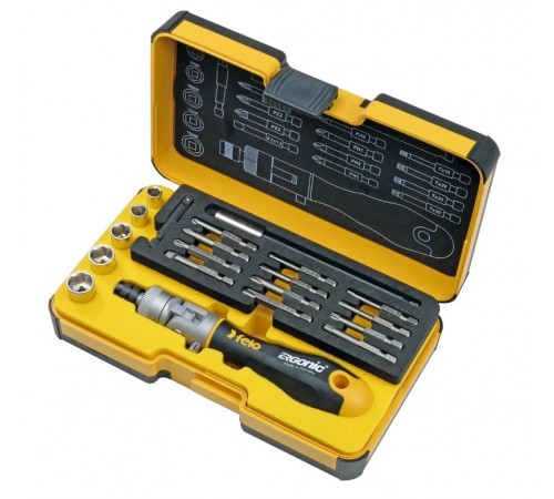 Набор бит SL/PH/PZ/Tx и головок с поворотной трещоткой Ergonic K в кейсе, 20 шт  06072006  Felo