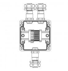 Взрывозащищенная клеммная коробка из полиэстера TBE-P-03-(2xCBC.2-2xCBC.2(i)-2xTEO.2)-2xKAEPM2MHK-20(A)-1xKAEPM2MHK-20(C)1Ex e IICТ5 Gb / Ex tb IIIC T