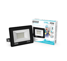 Прожектор светодиодный Elementary 20W 1745lm 4000К 200-240V IP65 черный LED 1/20  613100220  Gauss