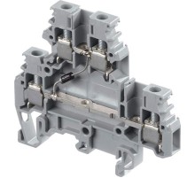 Клемма M4/6.DD, 2-уровневая, диод между ниж. и верхн. уровнями, 250В, 1А, (катод соединен с ниж. уровнем), винт 4мм.кв.  1SNA115168R2300  TE