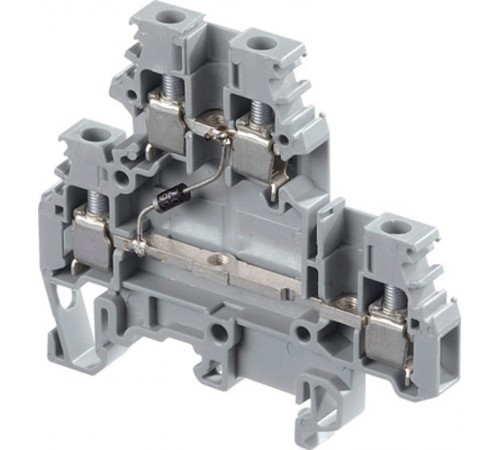 Клемма M4/6.DD1, 2-уровневая, диод между ниж. и верхн. уровнями, 250В, 1А, (катод соединен с верх. уровнем), винт 4мм.кв.  1SNA115184R0400 