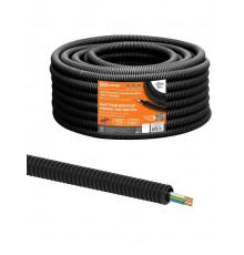 Электротруба гофрированная ПНД d20 черн., с кабелем ВВГ-Пнг(А)-LS 3х1,5ок(N,PE)-0,66 ГОСТ (50 м)  SQ0140-1003  TDM